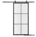 Sliding door 90 Loft 6S FROST glass steel black milk glass at hand