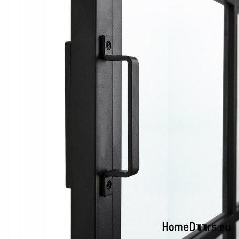 Sliding door 90 Loft 6S FROST glass steel black milk glass at hand