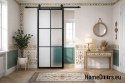 Sliding door 90 Loft 6S FROST glass steel black milk glass at hand