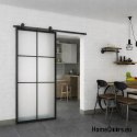 Sliding door 90 Loft 6S FROST glass steel black milk glass at hand