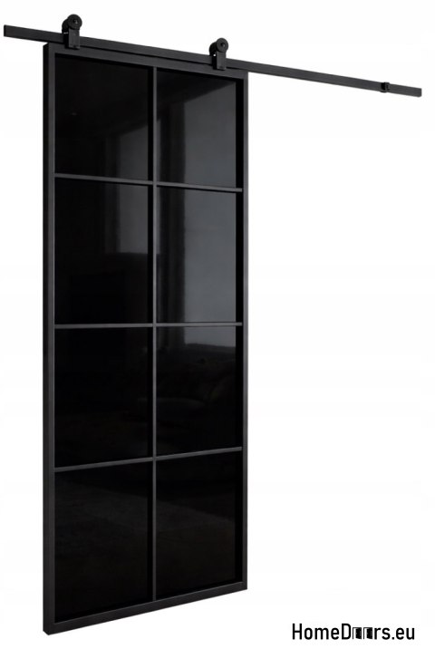 Sliding door 90 Loft 8S BLACK glass steel black window at hand + system