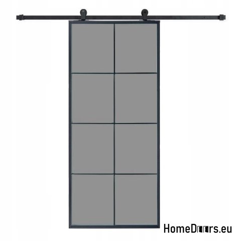 Sliding door 90 Loft 8S BLACK glass steel black window at hand + system