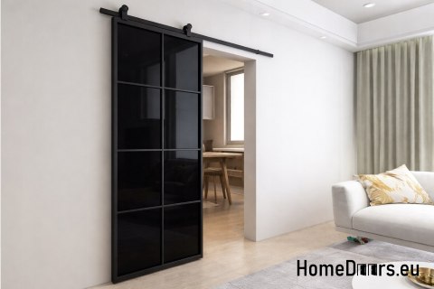 Sliding door 90 Loft 8S BLACK glass steel black window at hand + system