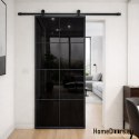 Sliding door 90 Loft 8S BLACK glass steel black window at hand + system
