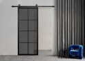 Sliding door 90 Loft 8S BLACK glass steel black window at hand + system