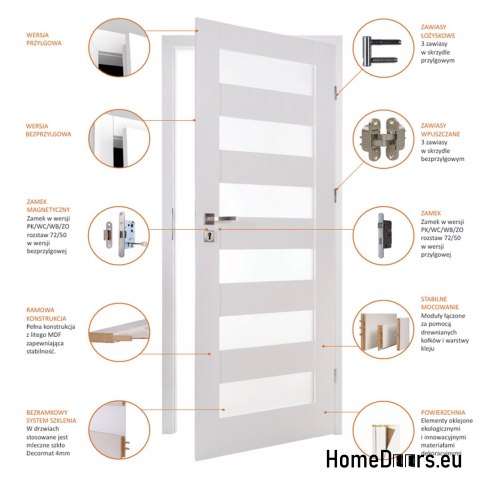 Interior bathroom door white Lento 60 Left, FROM HANDS