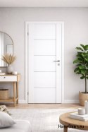 Interior door room glazed white Lento 70 Left, FROM HANDS
