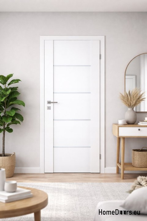 Interior door room glazed white Lento 80 Right, FROM HANDS