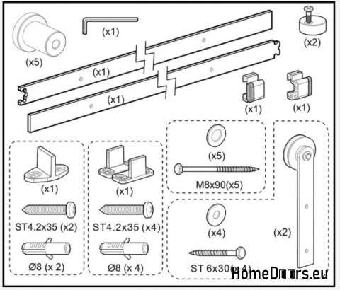 Loft A sliding system for doors 1 wingers