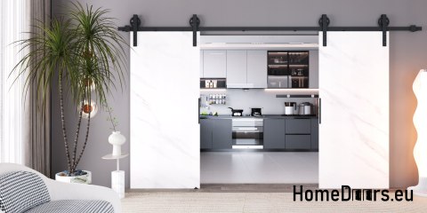 Drzwi przesuwne 110 naścienne ALFA LOFT 04 Marmur Biały 55+system przesuwny