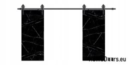 Drzwi przesuwne 130 naścienne ALFA LOFT 04 Marmur Czarny65+system przesuwny