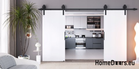 Drzwi przesuwne 148 naścienne ALFA LOFT 04 Białe 74 + system przesuwny