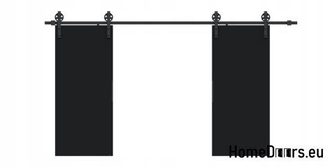 Drzwi przesuwne 148 naścienne ALFA LOFT 04 Czarne 74 + system przesuwny