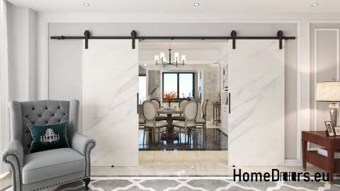 Drzwi przesuwne 110 naścienne ALFA LOFT 01 Marmur Biały 55+system przesuwny