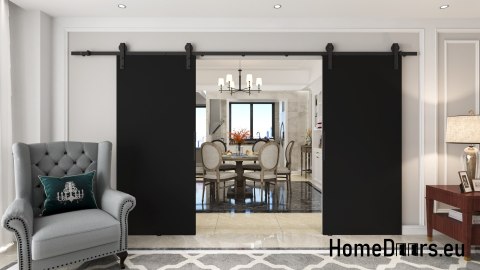 Drzwi przesuwne 140 naścienne ALFA LOFT 01 Czarne 70 + system przesuwny