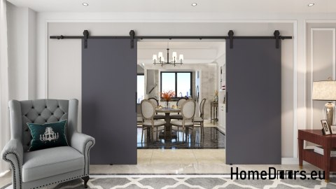 Drzwi przesuwne 148 naścienne ALFA LOFT 01 Antracyt 74 + system przesuwny