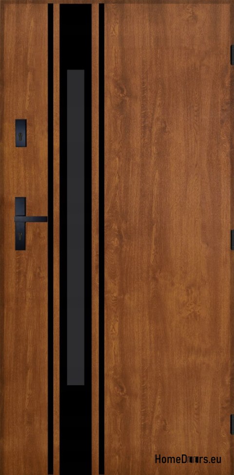Drzwi Zewnętrzne PANTOR MARS 10 Prawe 80 Złoty Dąb Grube 72mm Ciepłe