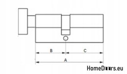 Wkładka patentowa bębenkowa drzwiowa czarna z gałką 40/60 mm